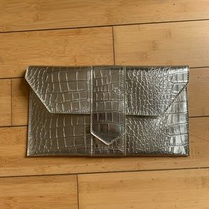 JJ Winters Metallic Alligator Embossed Clutch